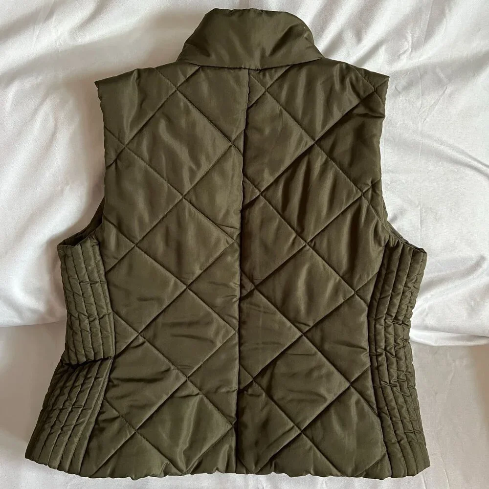 NY&C Olive Green Quilted Puffer Vest Womens Large - Picture 2 of 3